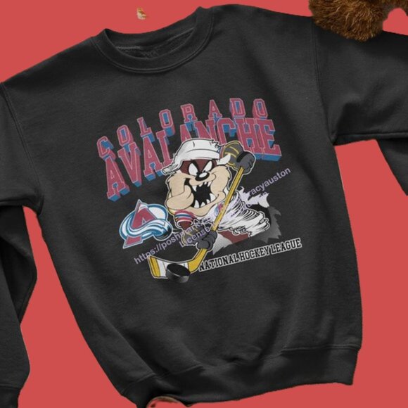 Vtg 1995 Taz Looney Tunes Colorado Avalanche NHL Sweatshirt - Picture 4 of 4